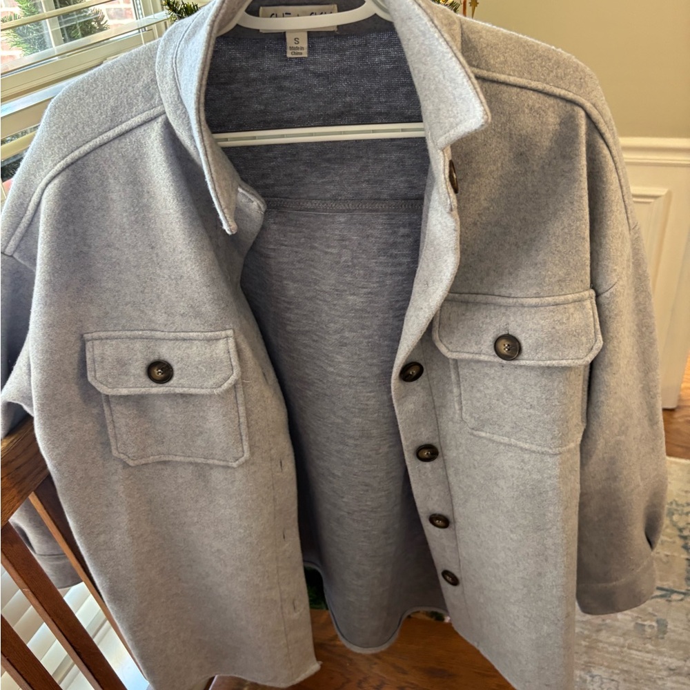 She and Sky Gray Shirt Jacket